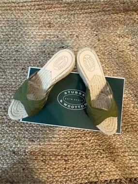 Stubbs & Wootton Olive Woven Espadrille Mule